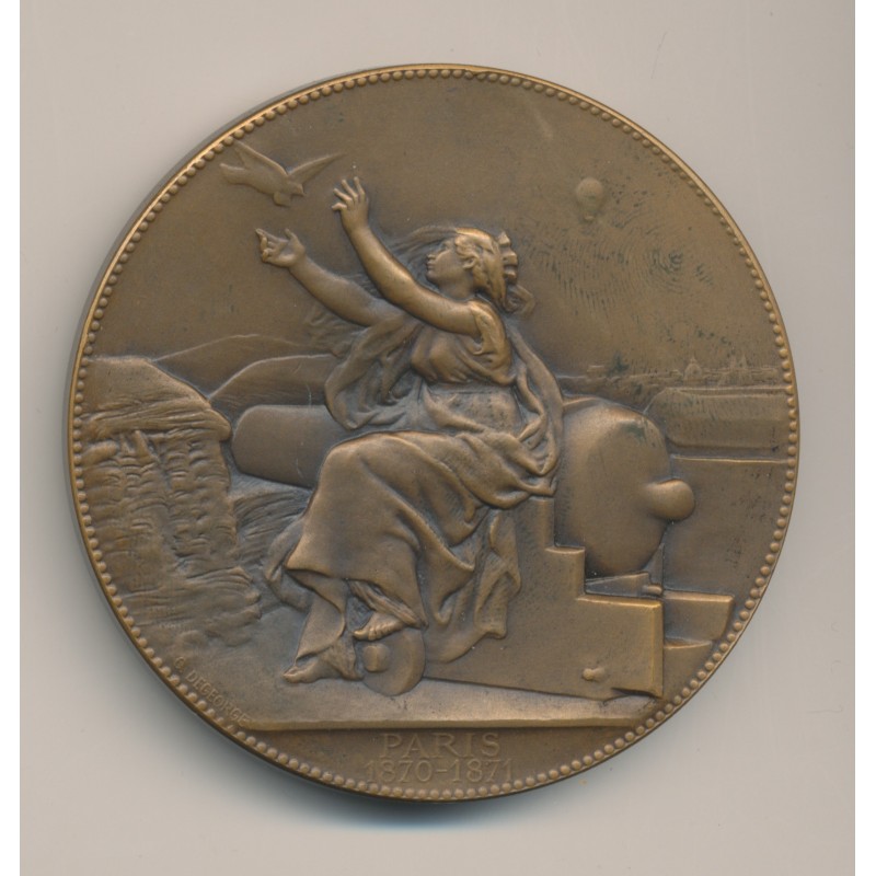 Médaille - Communications aériennes - 1870-71 - bronze - 63mm - C.Degeorge - TTB+