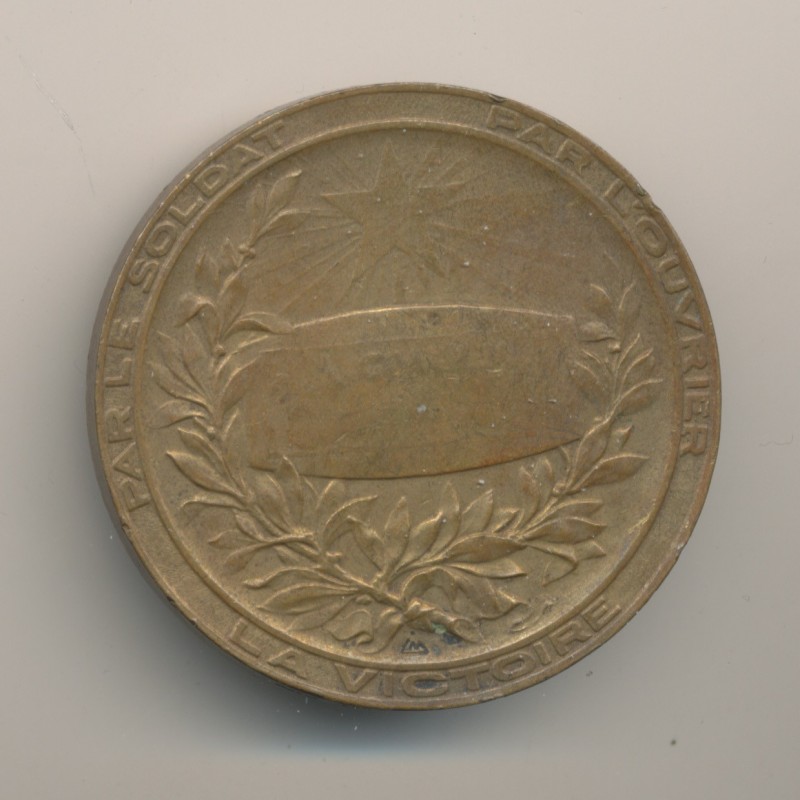 Médaille - Aux poilus d'usine - la victoire par le soldat et par l'ouvrier - bronze - 41mm