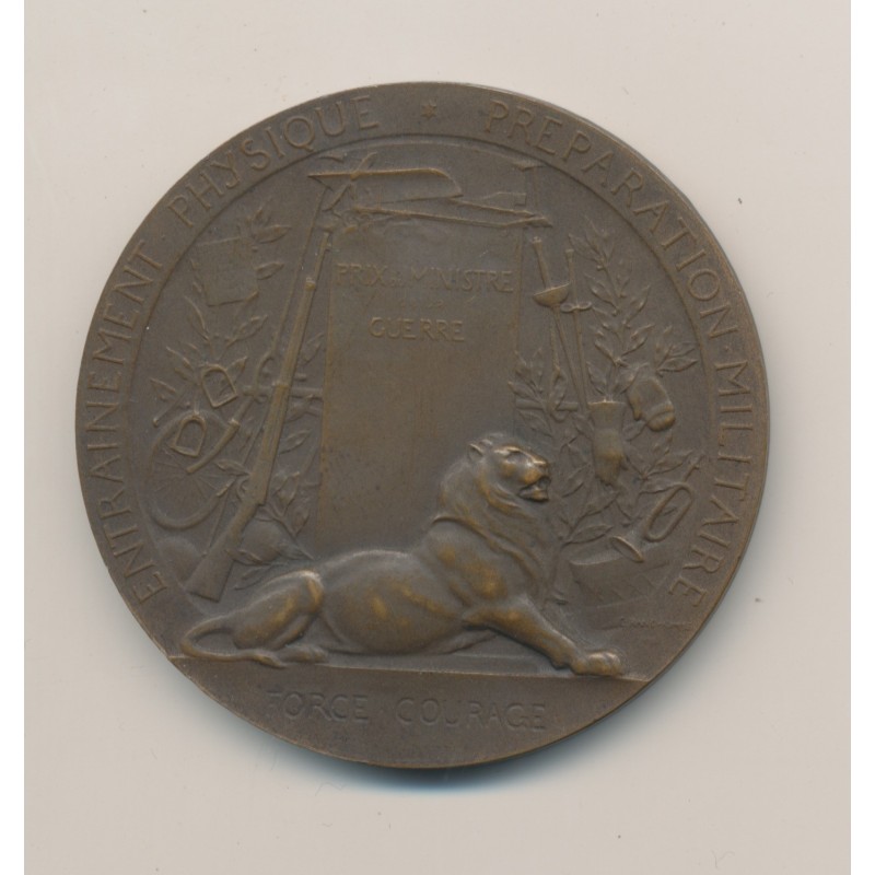 Médaille - Entrainement physique - Préparation militaire - bronze - 50mm - TTB