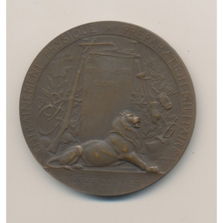 Médaille - Entrainement physique - Préparation militaire - bronze - 50mm - TTB