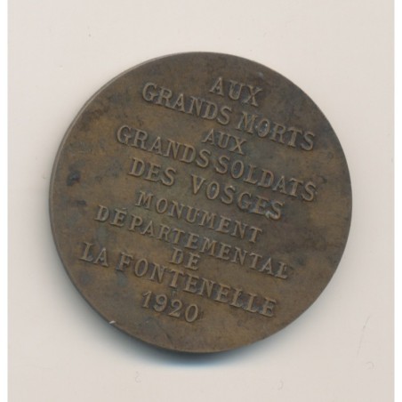 Médaille - Aux grands morts aux grands soldats des Vosges - 1920 - bronze - 32mm - TTB+