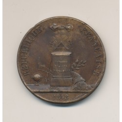 Médaille - 2e Légion de Paris à la Ville d'Evreux - 1848 - bronze - 34mm - TTB+