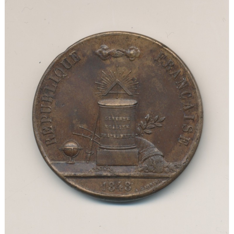 Médaille - 2e Légion de Paris à la Ville d'Evreux - 1848 - bronze - 34mm - TTB+