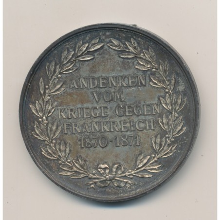 Médaille - Souvenir de la Guerre contre la France - 1870-1871 - andenken vom kriege gegen frankreich - bronze argenté - 51mm