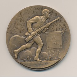 Médaille - Chasseurs à pied - Honneur et Patrie 1937 - Marcel Renard - Tranche sans date juste poinçon bronze - 59mm - SUP