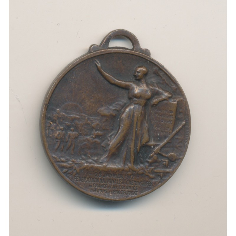 Médaille - Orphelinat d'Arvernes - Chemin de fer des colonies - 1917 - bronze - 30mm - TTB+