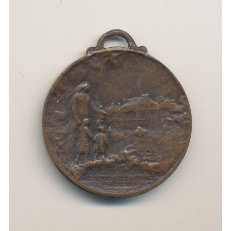 Médaille - Orphelinat d'Arvernes - Chemin de fer des colonies - 1917 - bronze - 30mm - TTB+