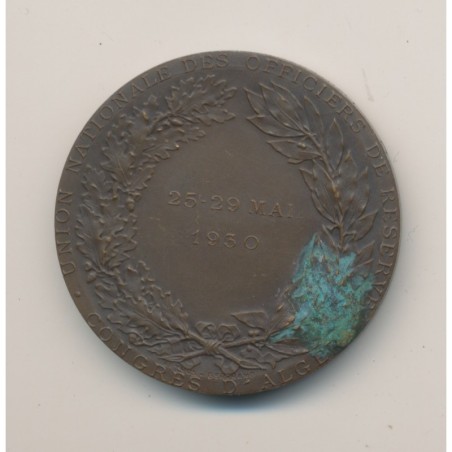 Médaille - Union nationale des Officiers de réserves - 25 et 29 mai 1930 - Congrès d'Alger - bronze - arthus bertrand - 36mm - T