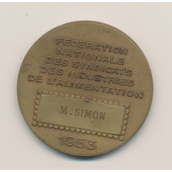 Médaille - Fédération nationale des syndicats des industries de l'alimentation - 1953 - par Rasumny - bronze - 40mm 2