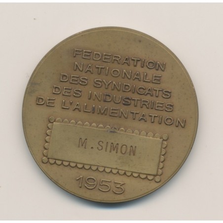 Médaille - Fédération nationale des syndicats des industries de l'alimentation - 1953 - par Rasumny - bronze - 40mm