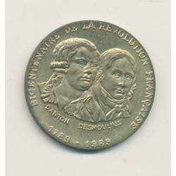 Médaille - Bicentenaire de la Révolution Française - Danton et Desmoulins - bronze - 31mm - TTB+