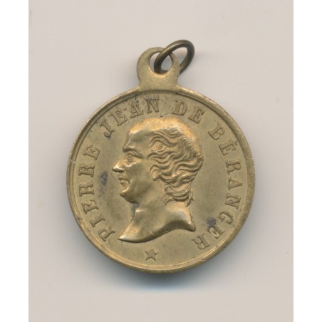 Médaille - Pierre Jean de Béranger - 1780/1857 - laiton - 23mm - TTB+