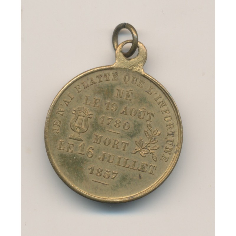 Médaille - Pierre Jean de Béranger - 1780/1857 - laiton - 23mm - TTB+