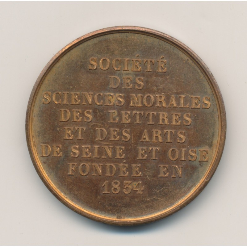 Médaille - Société des Sciences,des lettres et des arts - Seine et Oise - 1834 - par Alphée Dubois - cuivre - 37mm - SUP
