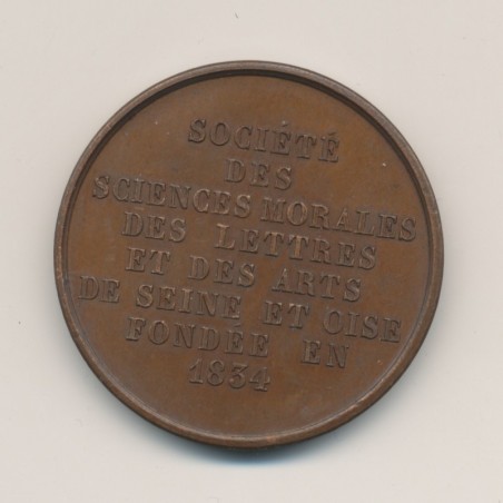 Médaille - Société des Sciences,des lettres et des arts - Seine et Oise - 1834 - par Alphée Dubois - cuivre - 37mm - SUP