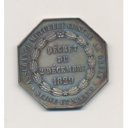 Jeton - Assurance mutuelle contre la grèle - 1829 - Seine et marne - argent - TTB+ 2