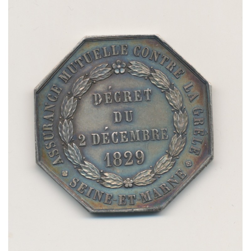 Jeton - Assurance mutuelle contre la grèle - 1829 - Seine et marne - argent - TTB+