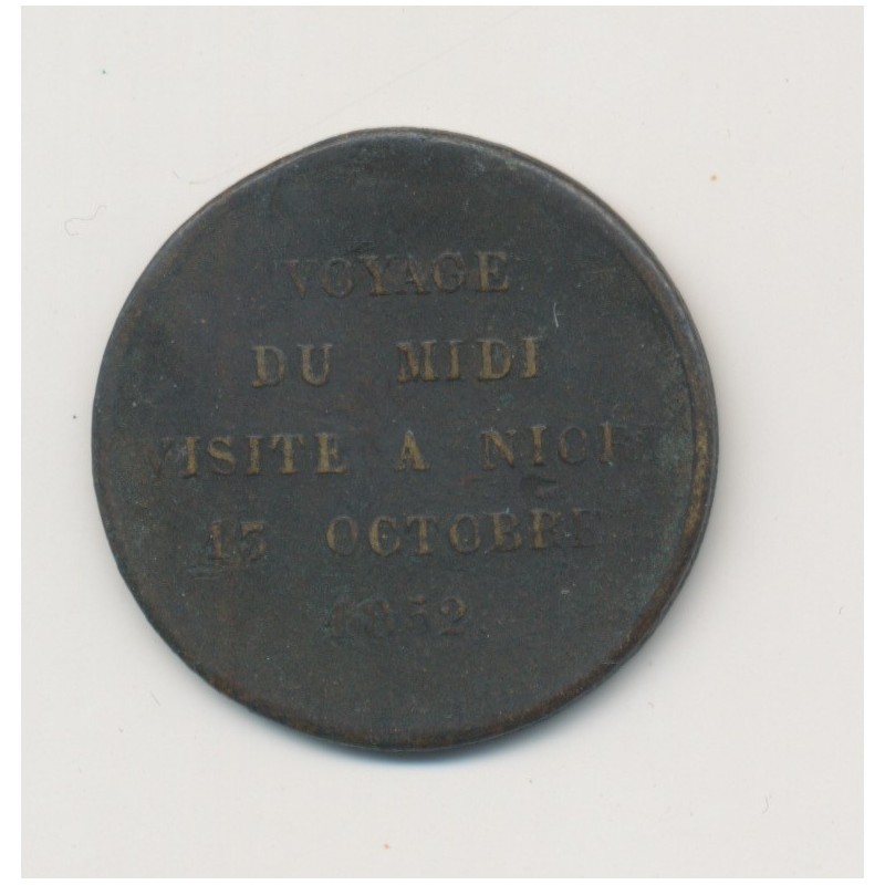 Médaille - Louis Napoléon - Voyage du midi à Niort - 1852 - cuivre - 24mm - TB
