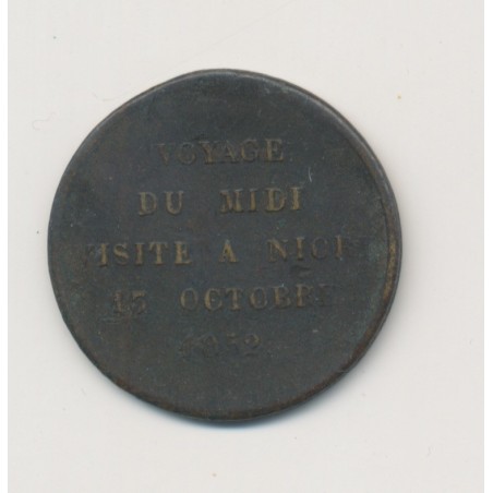 Médaille - Louis Napoléon - Voyage du midi à Niort - 1852 - cuivre - 24mm - TB