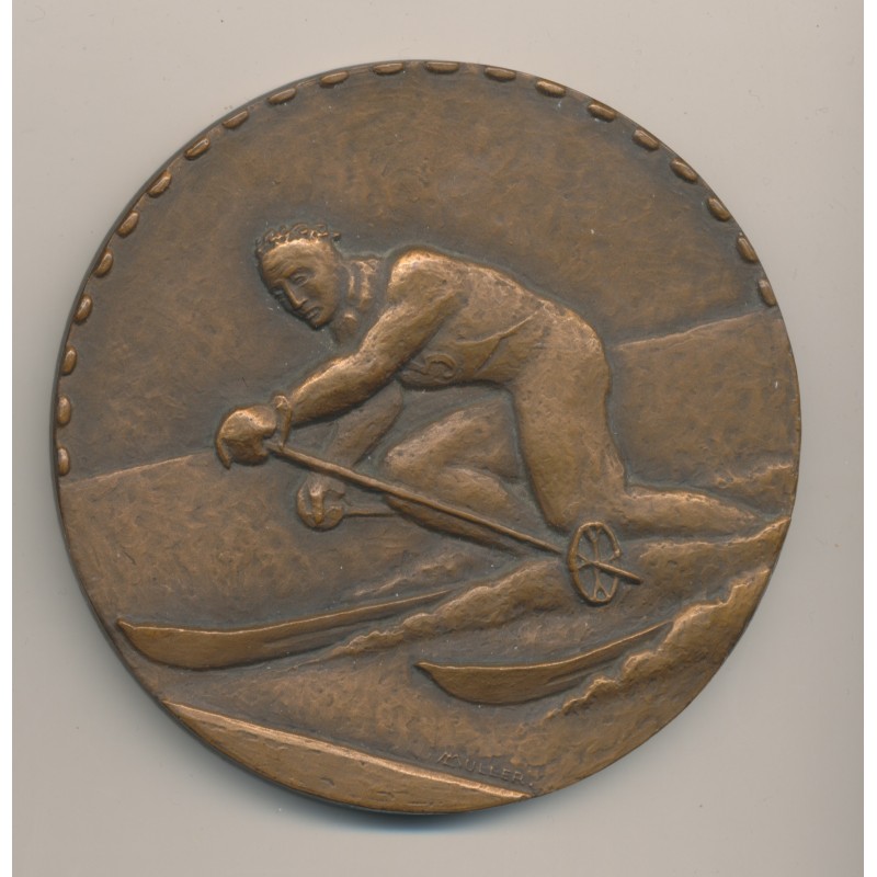 Médaille - Coupe nationale Inter finances 1952 - graveur Muller - bronze - 81mm - TTB+