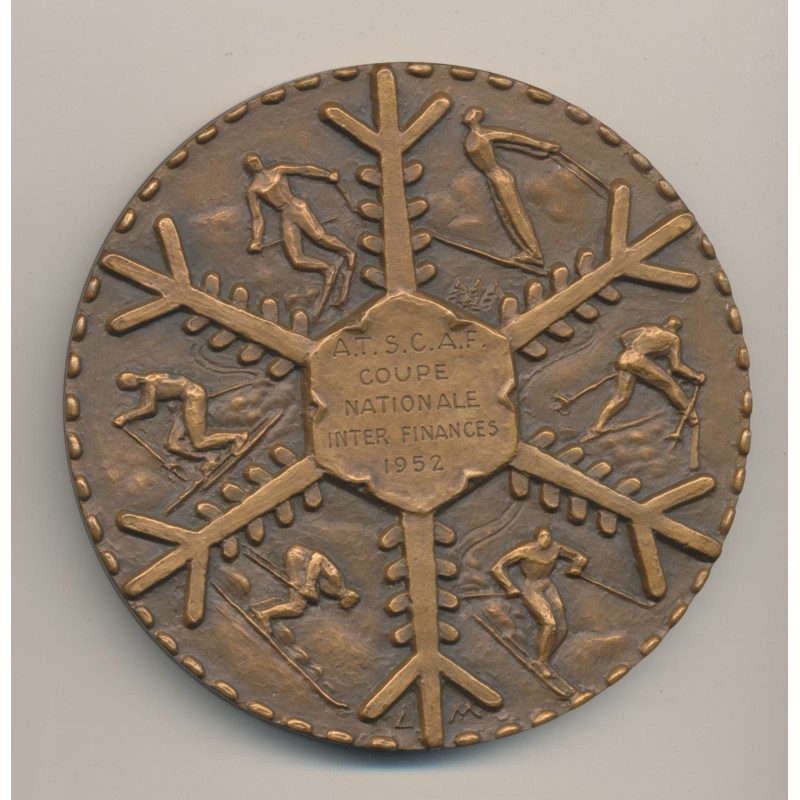 Médaille - Coupe nationale Inter finances 1952 - graveur Muller - bronze - 81mm - TTB+