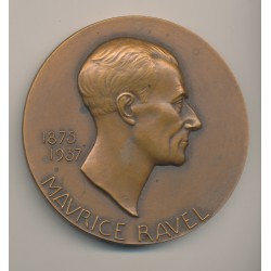 Médaille - Maurice Ravel - 1875-1937 - P.Poisson - bronze - 81mm - TTB+