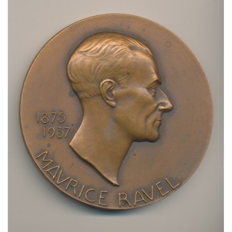 Médaille - Maurice Ravel - 1875-1937 - P.Poisson - bronze - 81mm - TTB+