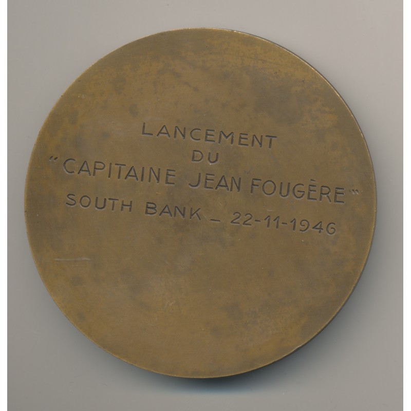 Médaille - Capitaine Jean Fougère - Splendor rei navalis - F.Mauger - bronze - 73mm - TTB