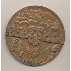 Médaille - Conseil général Isère - par Quérolle - bronze - 89mm - TTB+