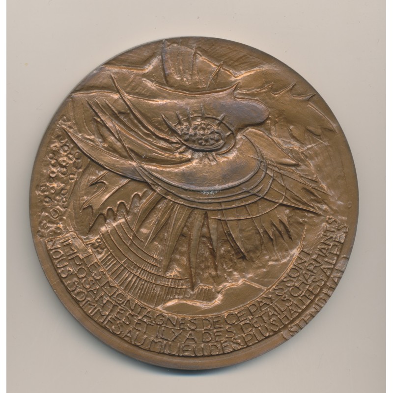 Médaille - Conseil général Isère - par Quérolle - bronze - 89mm - TTB+