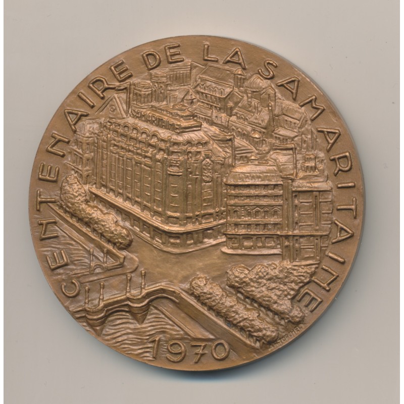 Médaille - Centenaire de la Samaritaine - 1870-1970 - bronze - 68mm - SUP