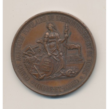 Médaille - Comice agricole Tours - cuivre - 40mm - TTB