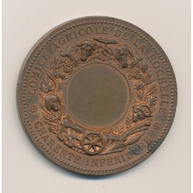 Médaille - Comice agricole de La Rochelle - J.Lagrange - bronze - 51mm - SUP