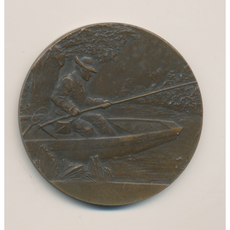 Médaille - Concours de pêche - Petit journal - bronze - 50mm - Demey - TTB