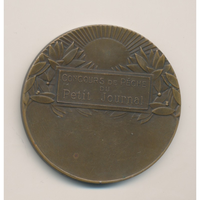 Médaille - Concours de pêche - Petit journal - bronze - 50mm - Demey - TTB