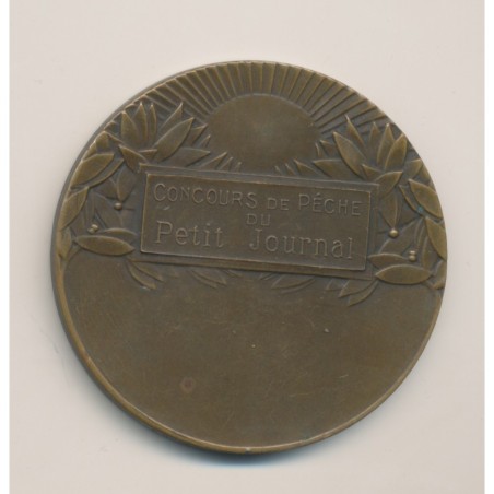 Médaille - Concours de pêche - Petit journal - bronze - 50mm - Demey - TTB