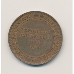 Médaille - Exposition universelle - Paris 1878 - administration des monnaies et médailles - cuivre - 31mm - TTB+ 2