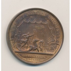 Médaille - Louis XIV - Fondation de la ville et du port de Rochefort - Refrappe 1966 sur la tranche - bronze - 41mm - SUP 2
