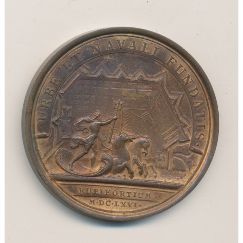 Médaille - Louis XIV - Fondation de la ville et du port de Rochefort - Refrappe 1966 sur la tranche - bronze - 41mm - SUP