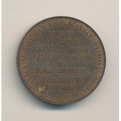 Médaille - Inauguration hôtel de ville - Levallois perret - 1898 - bronze - 30mm - SUP 2