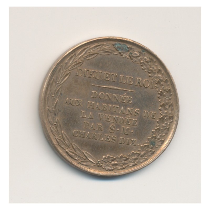 Médaille - Charles X - Donnée aux habitants de la Vendée - 27mm - bronze - TTB