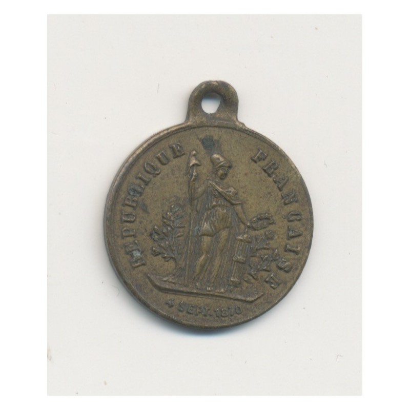 Médaille - République Française - Proclamée par la volonté nationale - laiton - 17mm - TTB