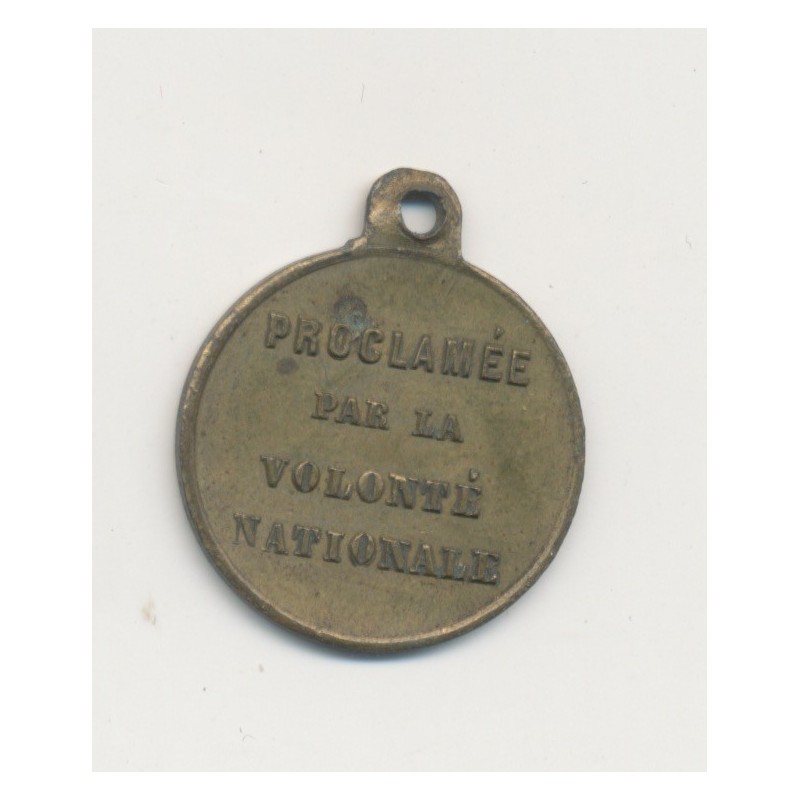Médaille - République Française - Proclamée par la volonté nationale - laiton - 17mm - TTB