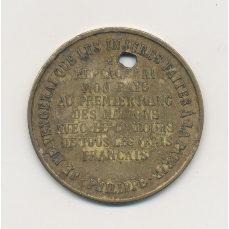 Médaille - Philippe Duc d'Orléans - 1899 - Module 10 centimes - laiton - troué - TB