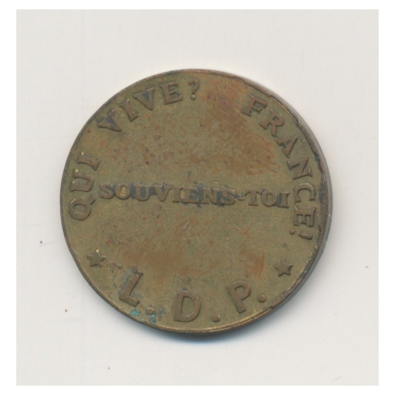 Médaille - Qui vive France - Souviens toi - LDP liguer des patriotes - laiton - 23mm - TTB