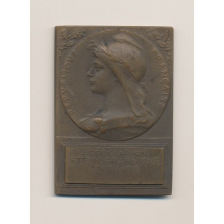 Plaquette - Association Sténographique - 1902-1908 - bronze - Roty - TTB