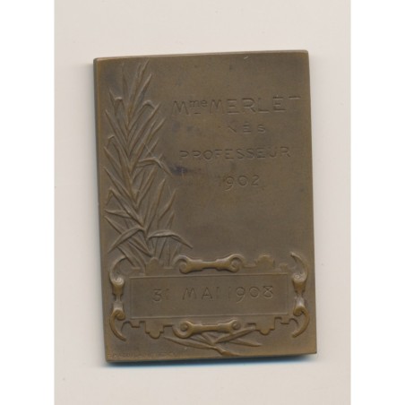 Plaquette - Association Sténographique - 1902-1908 - bronze - Roty - TTB