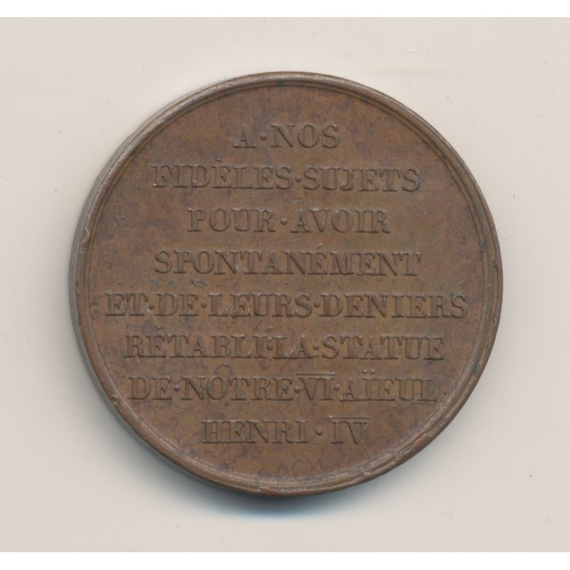 Médaille - Henri IV et Louis XVIII - bronze - 33mm - TTB+