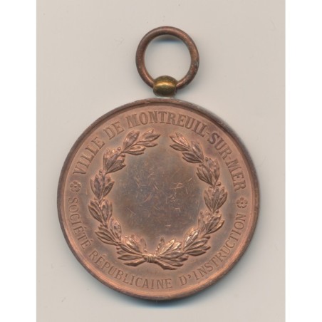 Médaille - Ville de montreuil - Société d'instruction civique - cuivre - 51mm - TTB