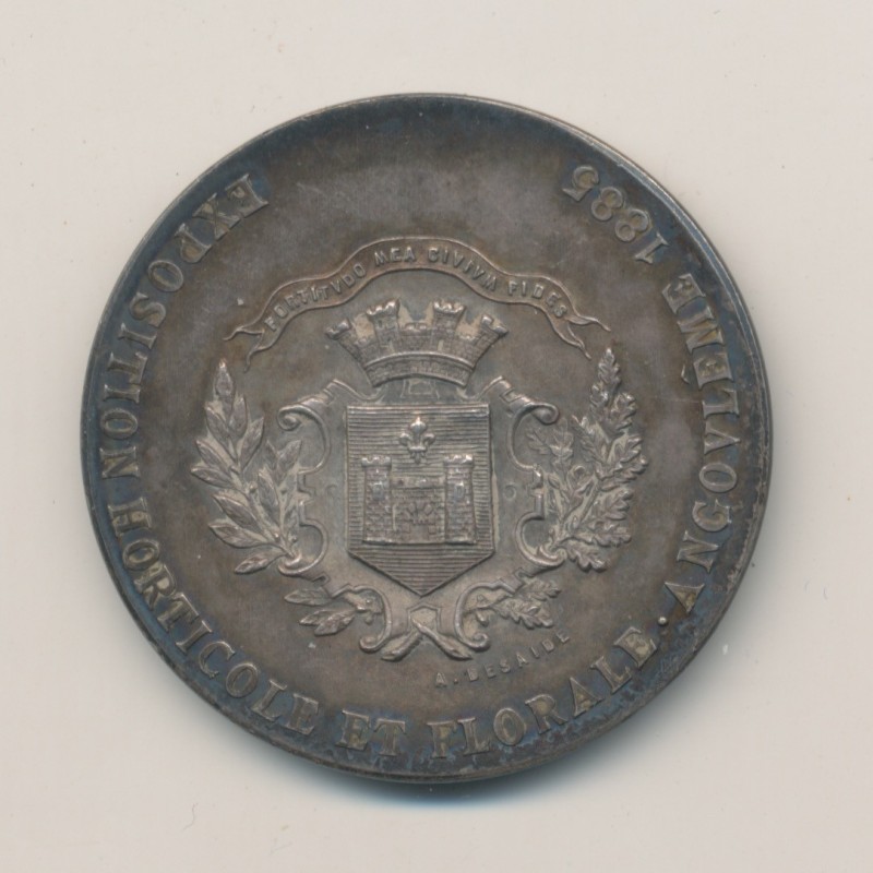 Médaille - Exposition horticole et florale - Angoulême 1885 - argent - 37mm - TTB